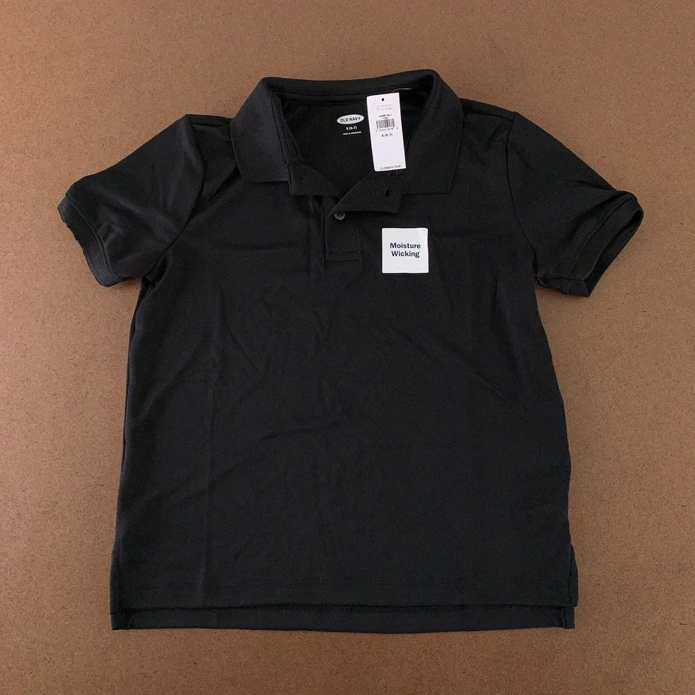 Old Navy Boys Small 6-7 Black Moisture-Wicking School Uniform Polo Shirt NWT